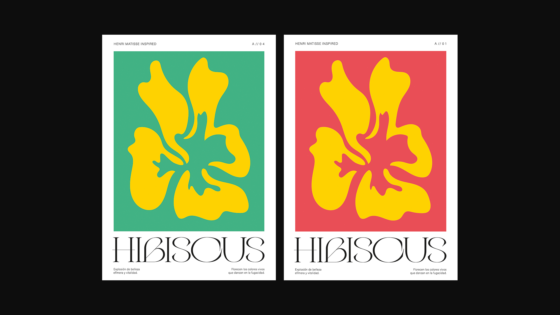 Carteles de hibiscus con inspiración de Henri Matisse